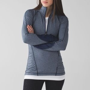 LULULEMON Kriss Cross 1/2 Zip Heathered Inkwell W3M51S Size 6